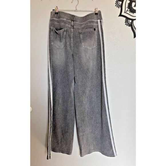 NWOT Halara L Grey Flex Women High Waisted Stripe Wide Leg Flowy Jeans - Picture 5 of 6